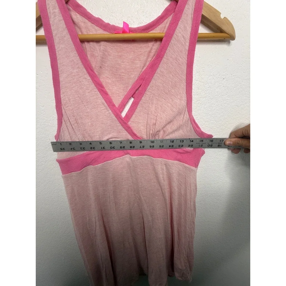 Betsey Johnson Intimates Pink Heathered V-Neck‎ Babydoll Chemise Nightgown Large